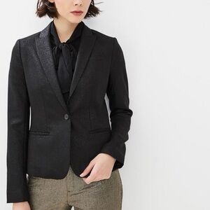 NWT classic fit black shimmer one button blazer jacket Size 10
